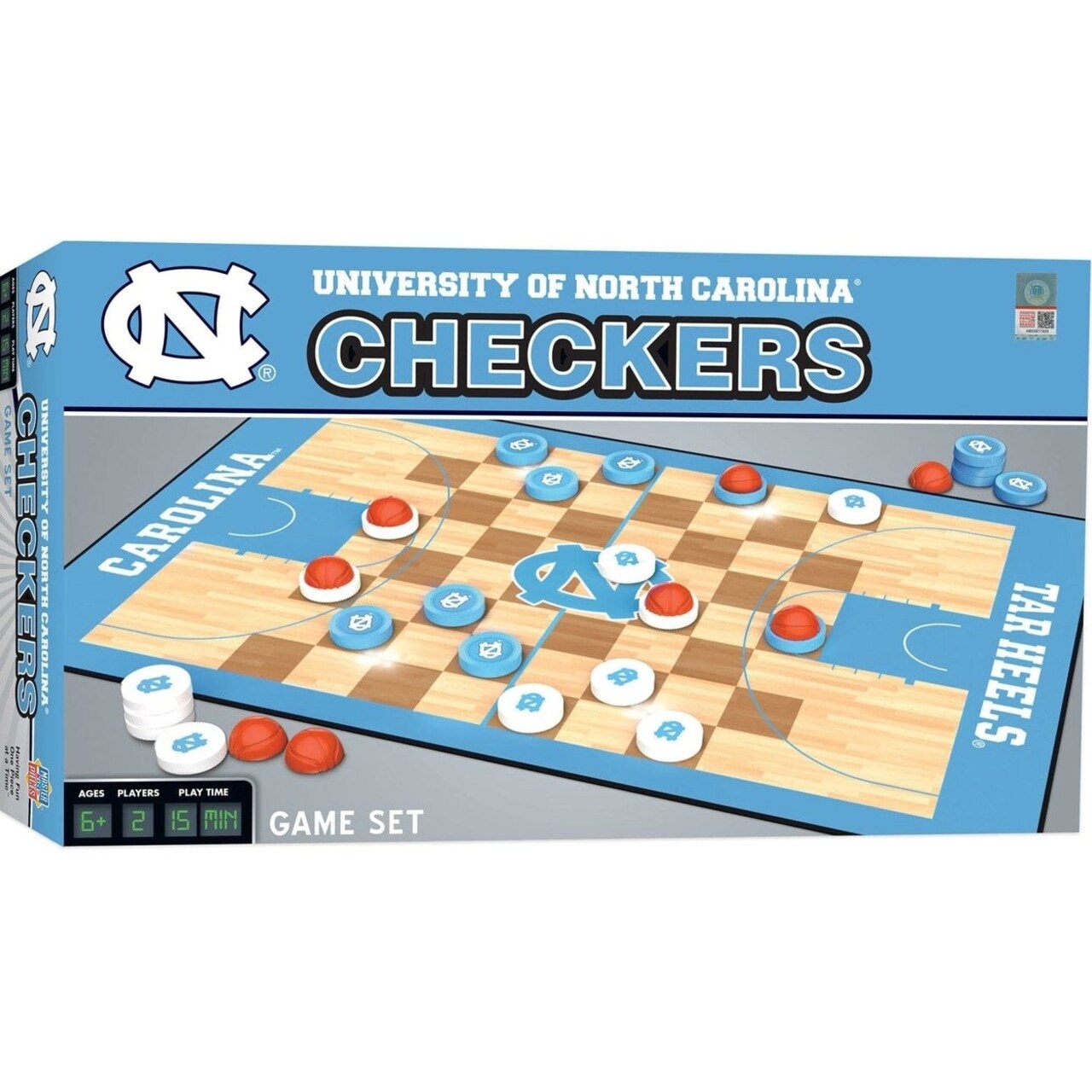 Unc Tar Heels Checkers Board Game 24 Pieces Basketball King 13X21.375 Inches